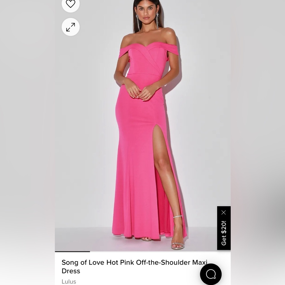 Size XL lulus off the shoulder hot pink formal dress. New with tags